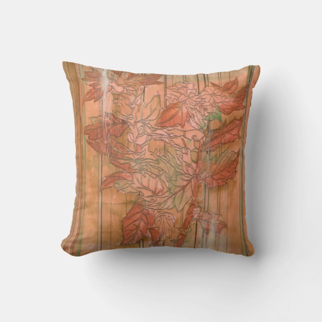Coussin Impression florale orange moderne sur Arrière - pl (Recto)