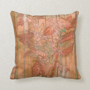Coussin Impression florale orange moderne sur Arrière - pl