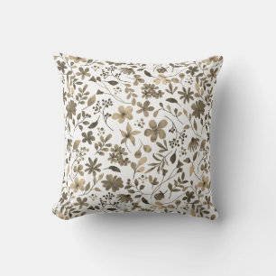 Coussin Impression florale vintage ton sépia