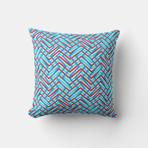 Coussin Impression graphique rouge et bleu rétro