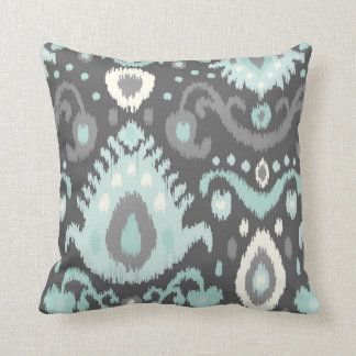 Coussin Impression Grey et Aqua Ikat
