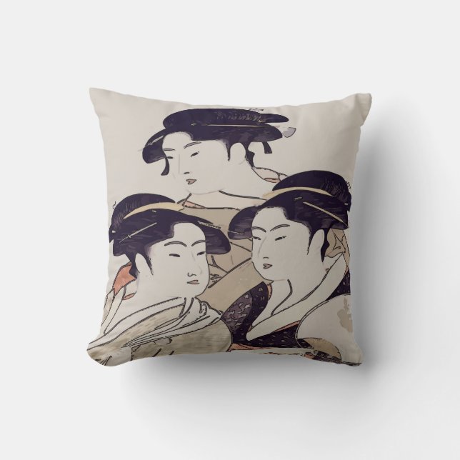Coussin Impression japonaise, Trois dames, (Recto)