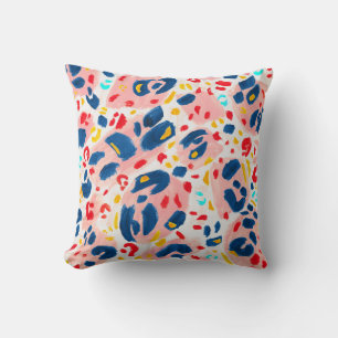 Coussin Impression léopard : aquarelle peinte à la main.