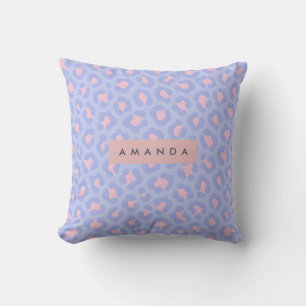Coussin Impression léopard personnalisée lavande et rose b