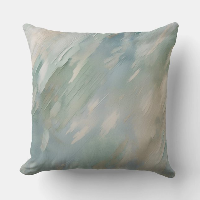 Coussin Impression moderne côtière bleu sarcelle vert beig (Recto)