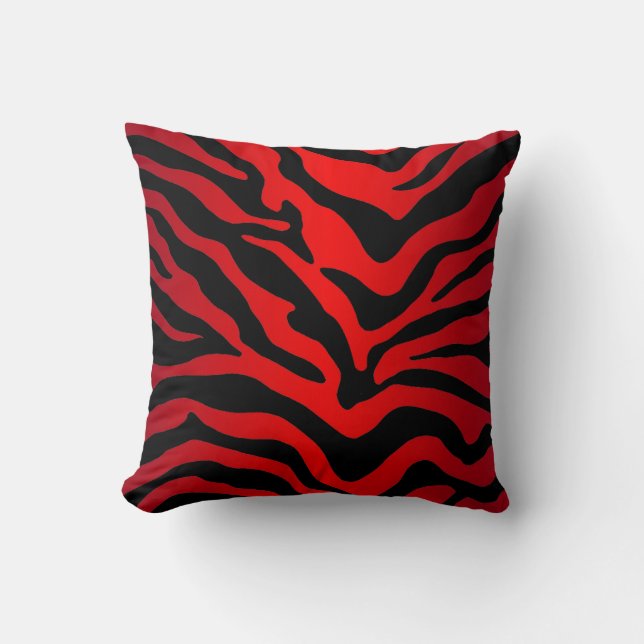 Coussin Impression moderne en noir et rouge Zebra (Recto)