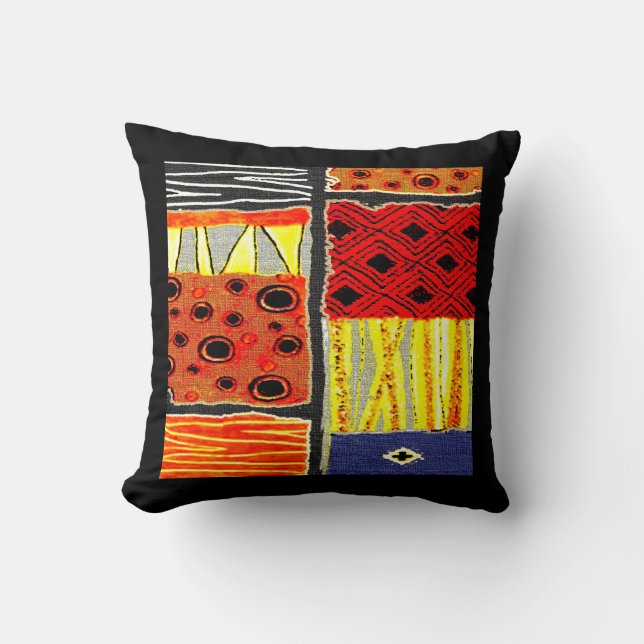 Coussin Impression Motif Patchwork Africain (Recto)
