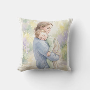 Coussin Impression personnalisée de maman et bébé à l'aqua