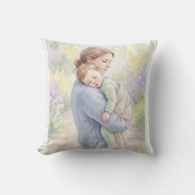 Coussin Impression personnalisée de maman et bébé à l'aqua (Recto)