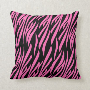 Coussin Impression rose chaud et noir Zebra
