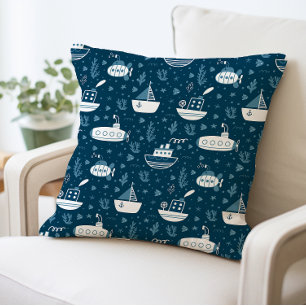 Coussin Impression sous-marine et bateau nautiques