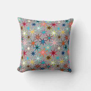 Coussin Impression Starburst moderne, couleurs de bijoux s