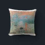 Coussin Impression, Sunrise 1872 Claude Monet<br><div class="desc">Oscar-Claude Monet (UK: /ˈmneɒ/, US: /ʊˈneɪ, madeˈ-/, French: [dmning]; 18 novembre 1840 - 5 december 1926) ce qui a French painter and founder impressiof painist ting who is as key precursor to modernism, especially in his attempts to paint nature as he perceived it.[1] During his long career, ce que la...</div>