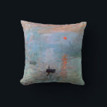 Coussin Impression, Sunrise, Claude Monet, 1872<br><div class="desc">Oscar-Claude Monet (14 novembre 1840 - 5 décembre 1926) était un peintre français, un fondateur de la peinture impressionniste française et le praticien le plus constant et le plus prolifique de la philosophie du mouvement d'exprimer ses perceptions avant la nature, surtout en ce qui concerne la peinture en plein air...</div>