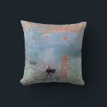 Coussin Impression, Sunrise, Claude Monet, 1872<br><div class="desc">Oscar-Claude Monet (14 novembre 1840 - 5 décembre 1926) était un peintre français, un fondateur de la peinture impressionniste française et le praticien le plus constant et le plus prolifique de la philosophie du mouvement d'exprimer ses perceptions avant la nature, surtout en ce qui concerne la peinture en plein air...</div>