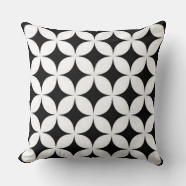 Coussin Impression tendance florale noir et blanc Voir les (Recto)