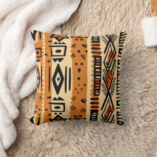 Coussin Impression traditionnelle africaine en tissu boueu