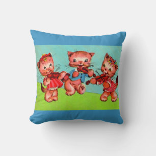 Coussin impression trio de violinistes chatons