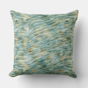 Coussin Impression turquoise Gold Zebra