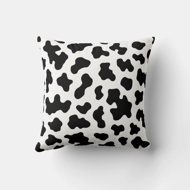 Coussin Impression vache cuir noir et blanc (Verso)