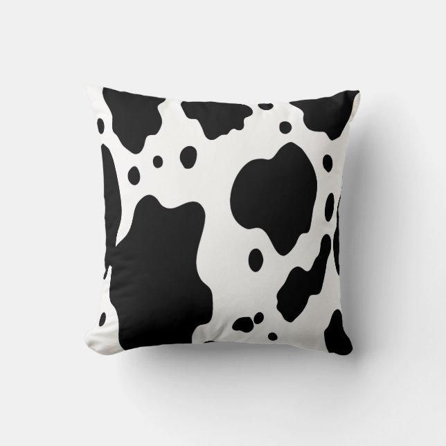 Coussin Impression vache - Motif tendance noir et blanc (Recto)