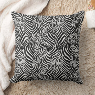 Coussin Impression zèbre en motif noir et blanc
