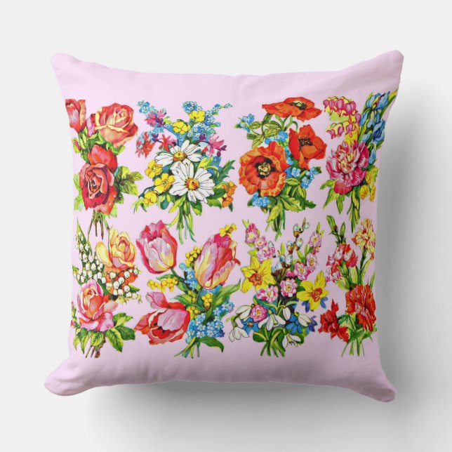 Coussin impressionnante collection florale de fleurs (Recto)