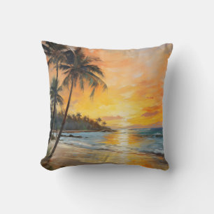 Coussin Impressionnisme français : Plage de coucher de sol