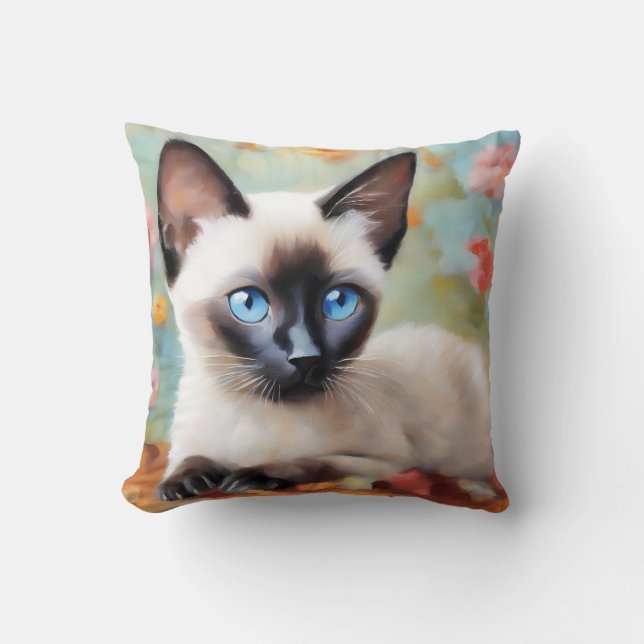Coussin Impressionniste Siamese Portrait (Recto)