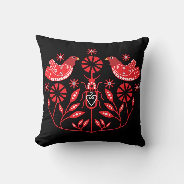 Coussin Impressions d'art populaire scandinave | Fleece dé (Recto)