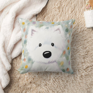 Coussin Impressions de Westie moelleux KiniArt