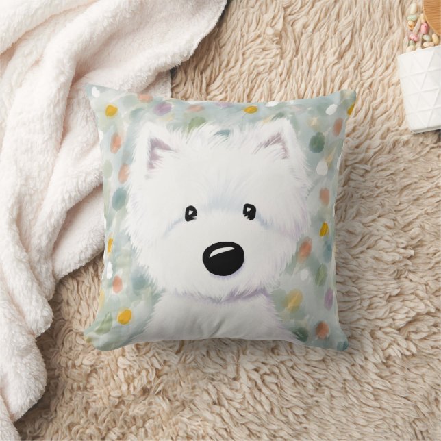 Coussin Impressions de Westie moelleux KiniArt (Couverture)