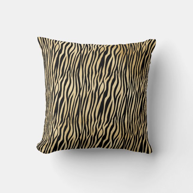 Coussin Imprimante Black Zebra Gold Glam (Recto)