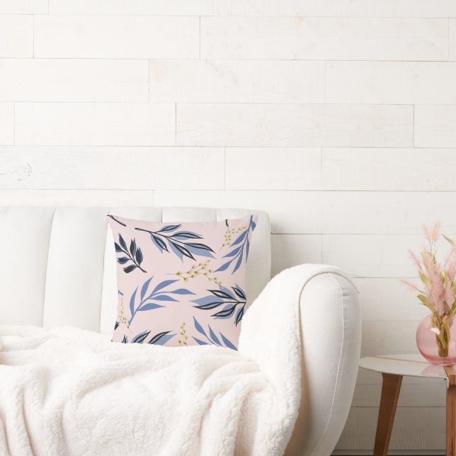 COUSSIN IMPRIMANTE DE FLEURS ABSTRAITES ET JAUNES EN FEUIL (Canapé)