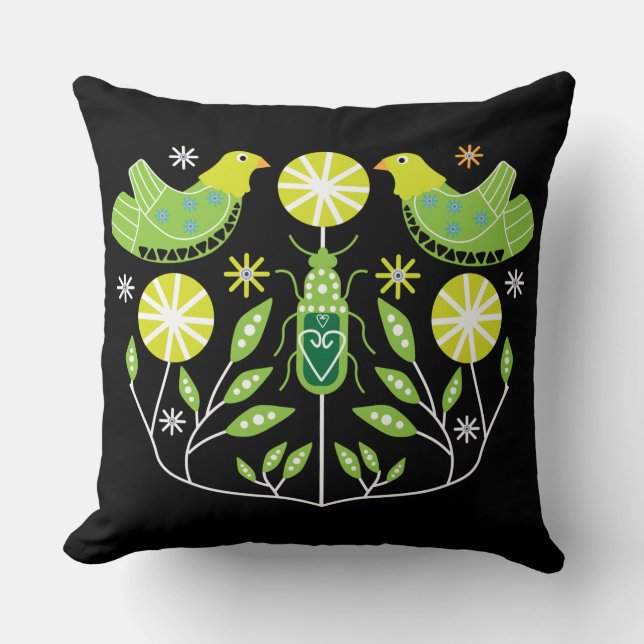 Coussin Imprimantes d'art populaire scandinave | Décor nor (Recto)