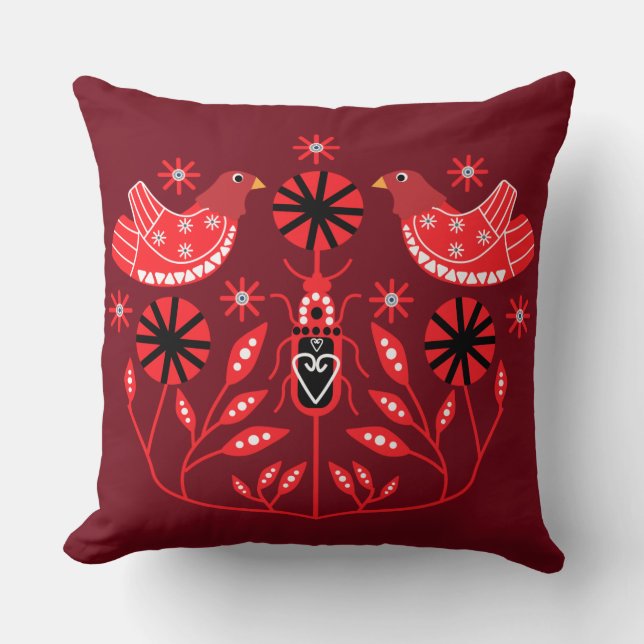 Coussin Imprimantes d'art populaire scandinave | Fleece de (Recto)