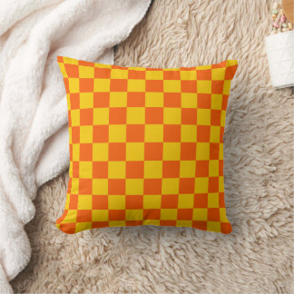 Coussin Imprimé à carreaux orange et jaune