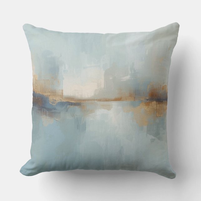 Coussin Imprimé Abstrait Bleu Clair Blanc Brun Rouillé Att (Recto)