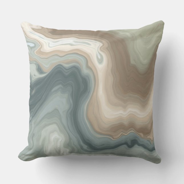 Coussin Imprimé Abstrait de Style Marin Bleu Vert Marron C (Recto)