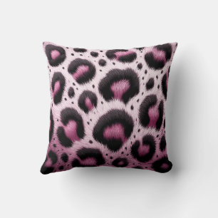 Coussin Imprimé animal à taches de fourrure léopard rose e