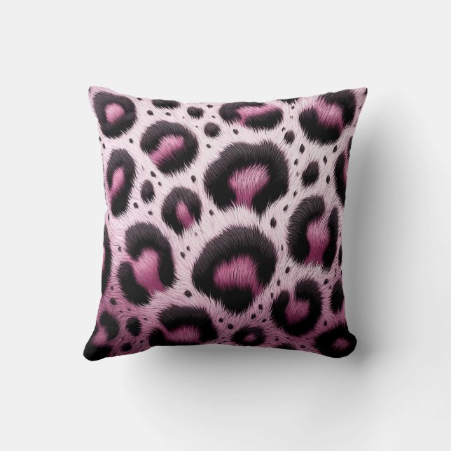 Coussin Imprimé animal à taches de fourrure léopard rose e (Verso)
