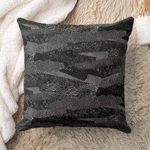 Coussin Imprimé animal noir et gris