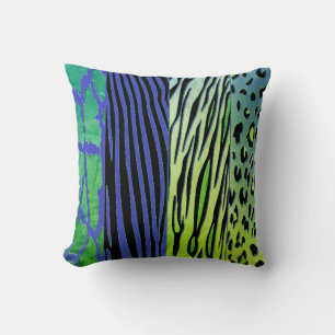 Coussin imprimé animal noir et violet