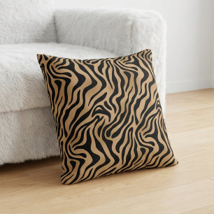 Coussin Imprimé animalier rayé tigre chic Safari marron no