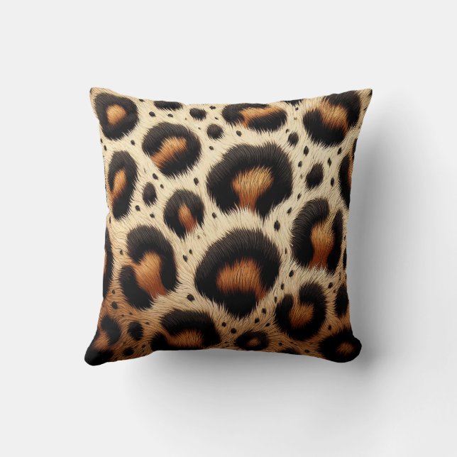Coussin Imprimé animalier taches de fourrure léopard beige (Verso)