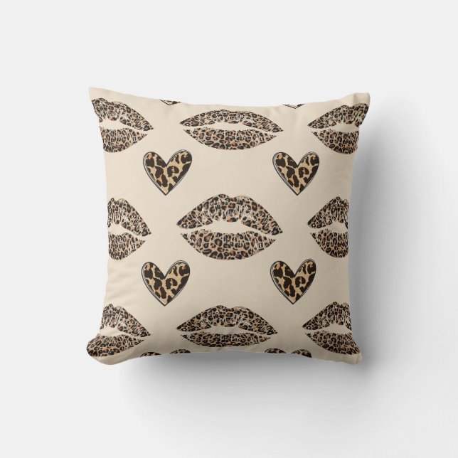 Coussin Imprimé chic beige et noir cheetah (Recto)