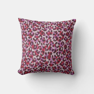 Coussin Imprimé chic coloré rouge guépard violet