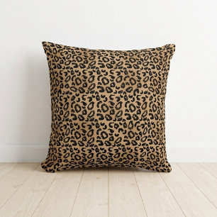Coussin Imprimé chic léopard taches de guépard marron noir