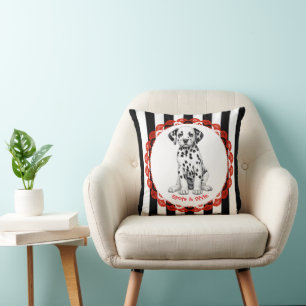 Coussin Imprimé Dalmatien Anniversaire Fête Noir et Blan