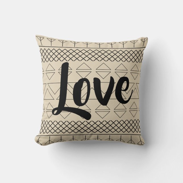 Coussin Imprimé d'amour géométrique Sud-Ouest Beige (Recto)